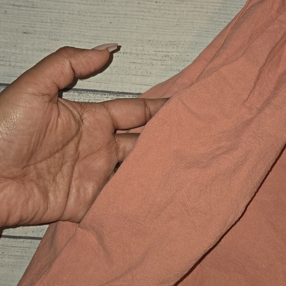 Velvet Torch Babydoll Skater Dress w/ 3/4 Puff Sleeves Pink/Peach Size L NWT - Picture 10 of 11